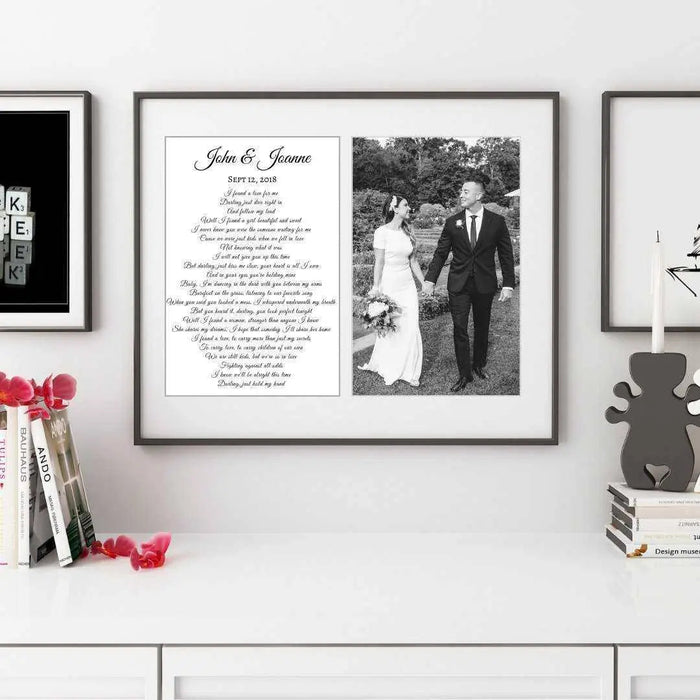 Wedding Anniversary gift Custom Wedding vows print song lyrics art pri Picture Frame Store New Jersey