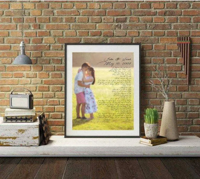 Wedding anniversary gift vows or song lyrics Framed or canvas Picture Frame Store New Jersey