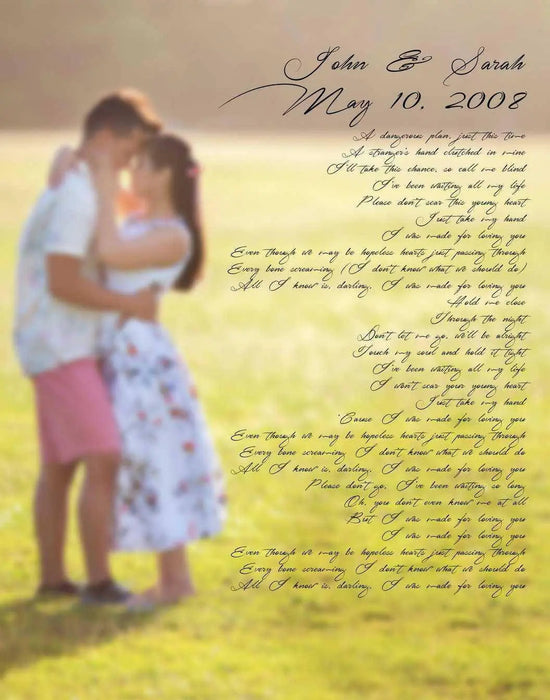 Wedding anniversary gift vows or song lyrics Framed or canvas Picture Frame Store New Jersey