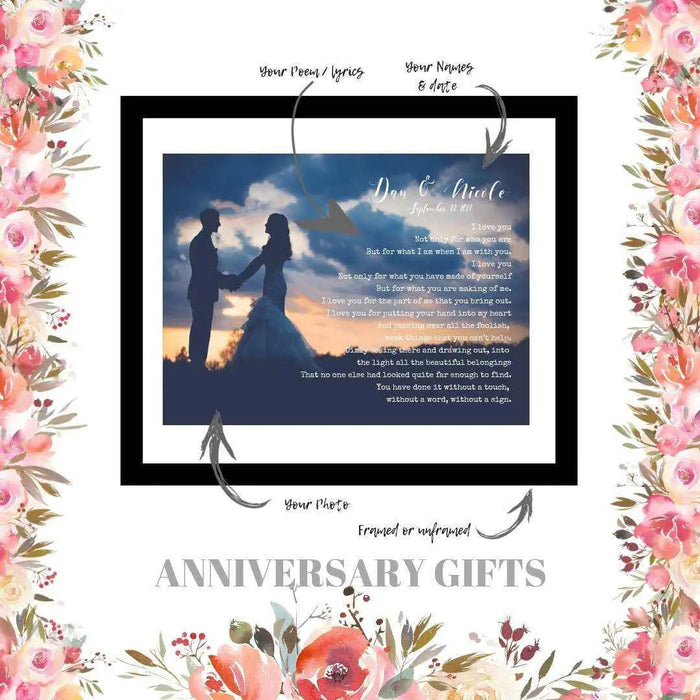 Wedding anniversary Vows song lyric gift art Picture Frame Store New Jersey