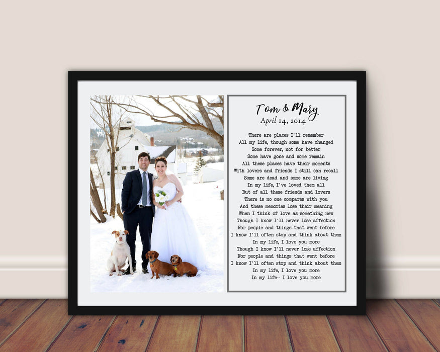 Wedding Song lyrics Anniversary gift first dance song lyrics wall art framed