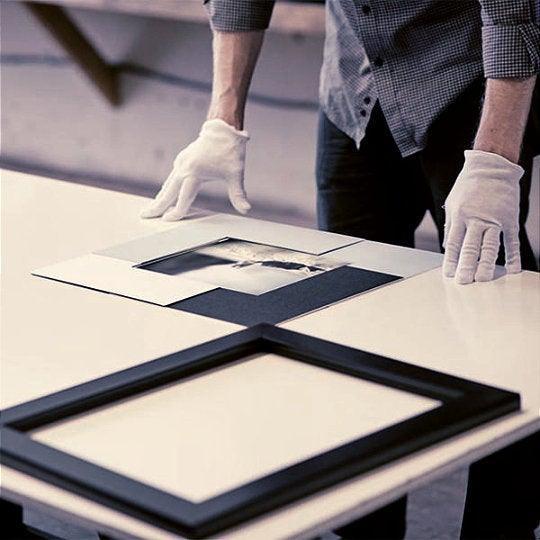16 x 24 - 12 x 18 Modern Black Frame With White Mat