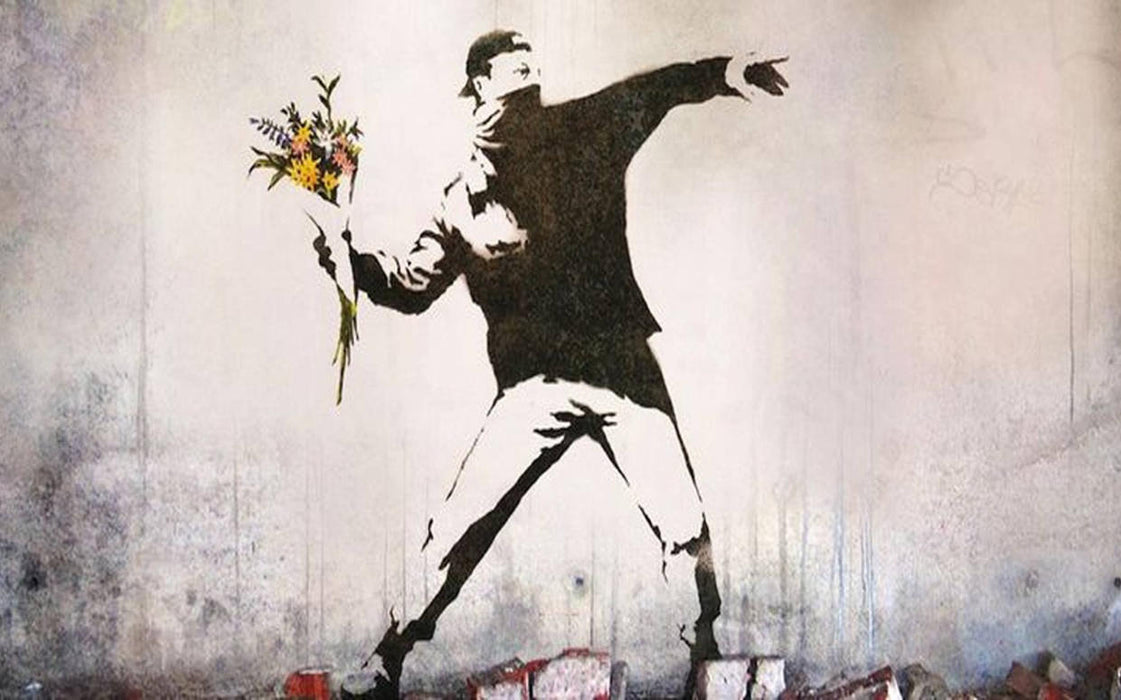 Banksy Flower Thrower Street Graffiti Street Canvas Print Wall 